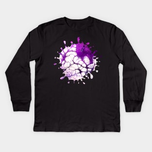 Lavender/Purple Acrylic Pour Painting Kids Long Sleeve T-Shirt